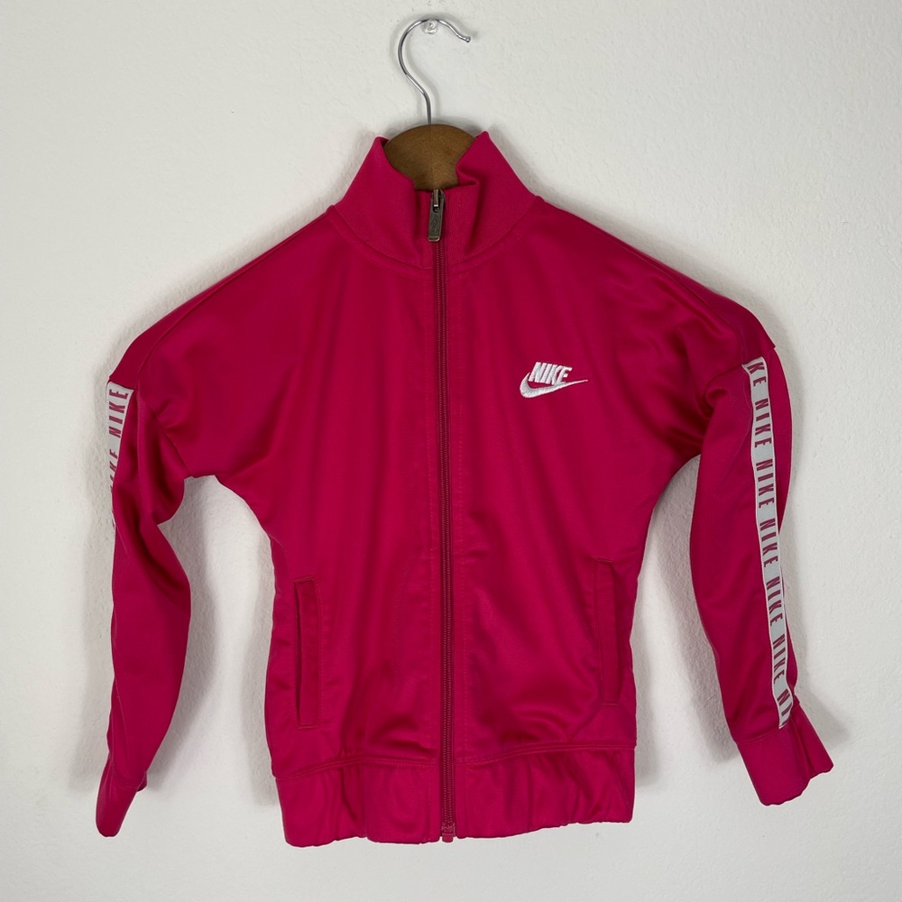 Nike Full Zip Up Track Sweatshirt Jacket Girls Youth 6 Pink Casual Athletic